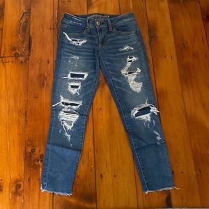 American Eagle Distressed Crop Skinny Jeans